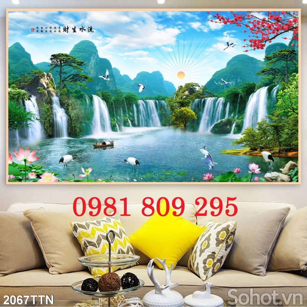 Tranh gạch 3d thác nước