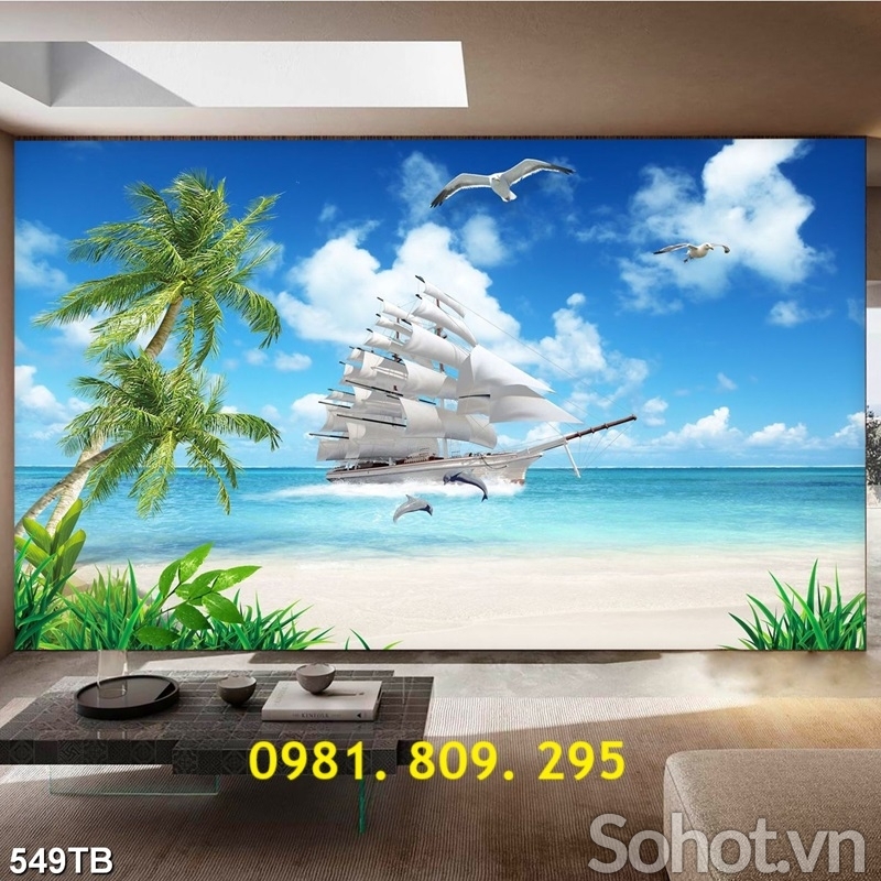 Tranh gạch 3d thuyền , tranh gạch men