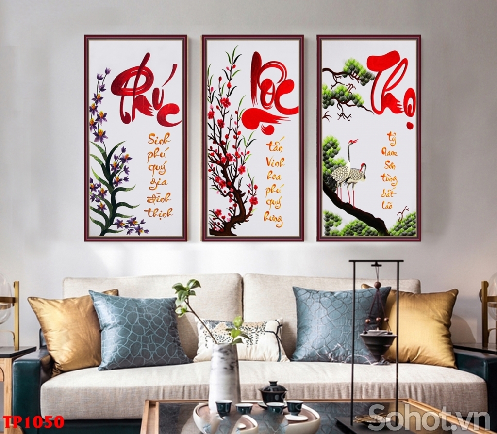 Tranh dán phòng khách - gạch tranh