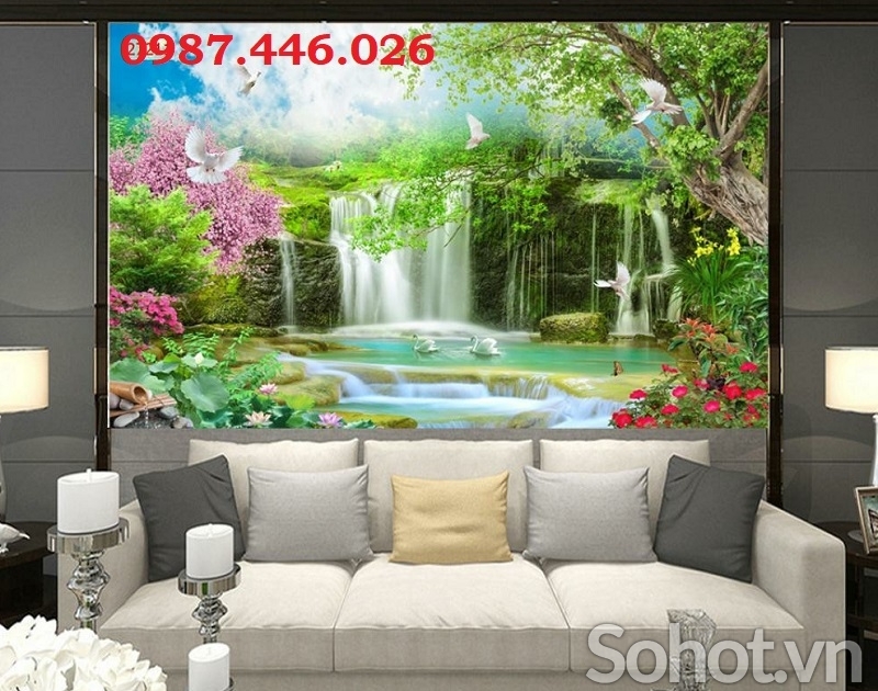 Tranh gạch 3d thác nước HP844
