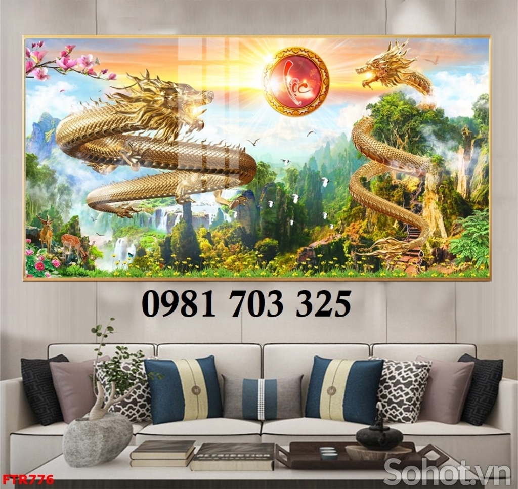 Tranh gạch rồng phượng ốp tường