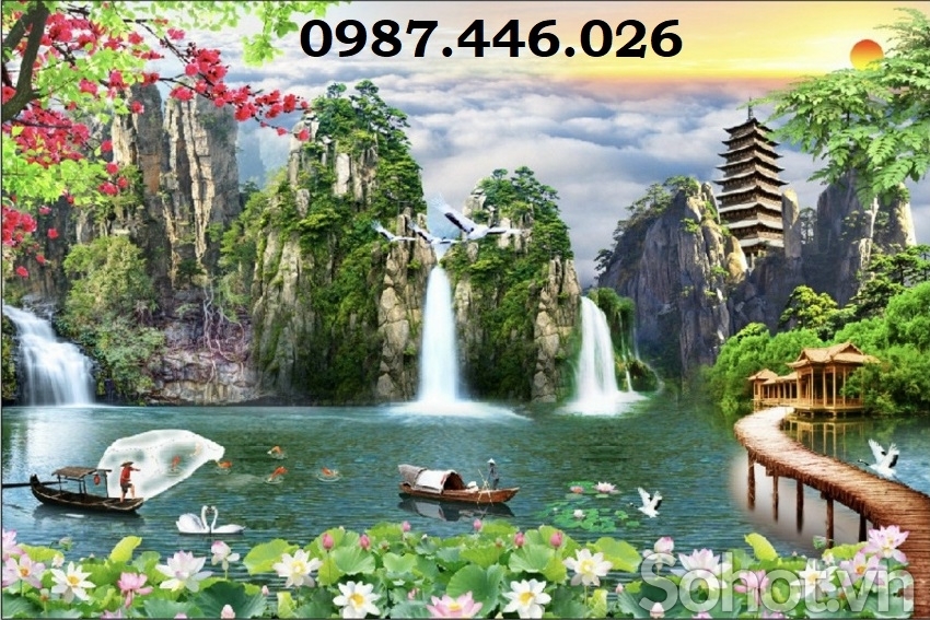Tranh gạch men thác nước HP887282