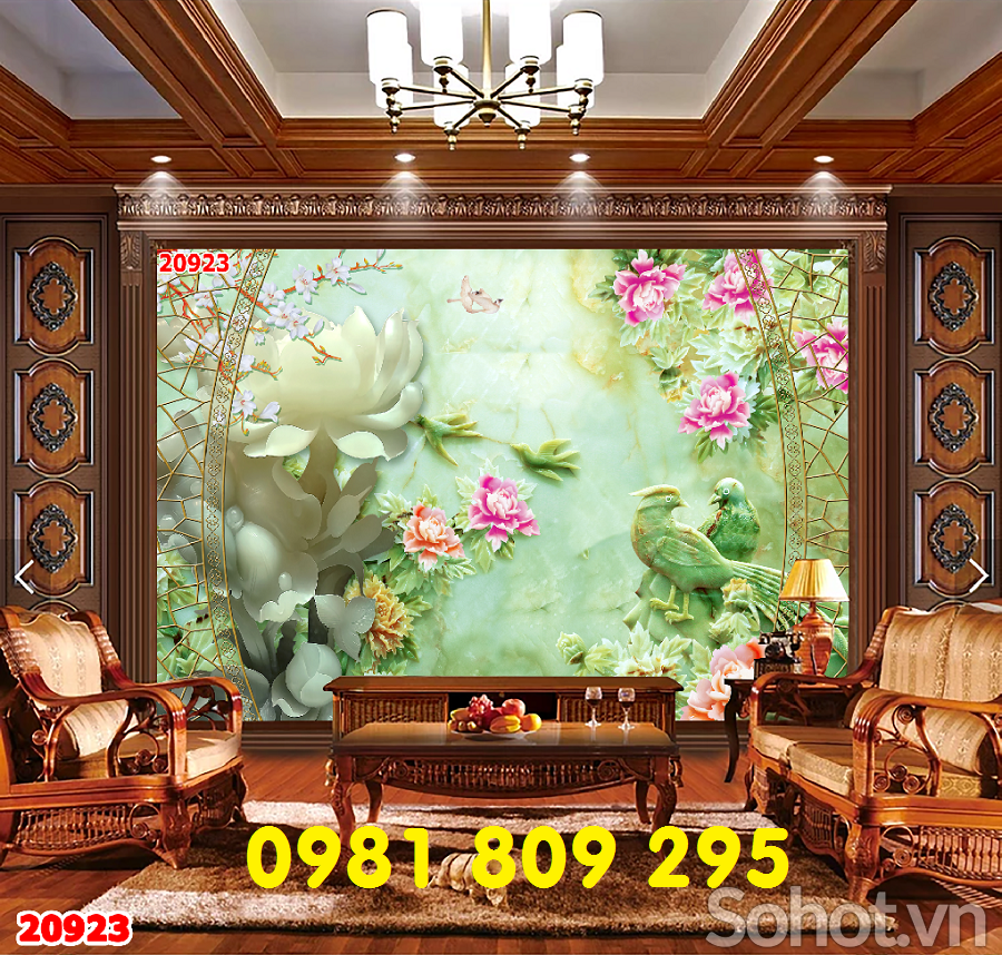 Tranh gạch hoa sen 3d - tranh ốp tường