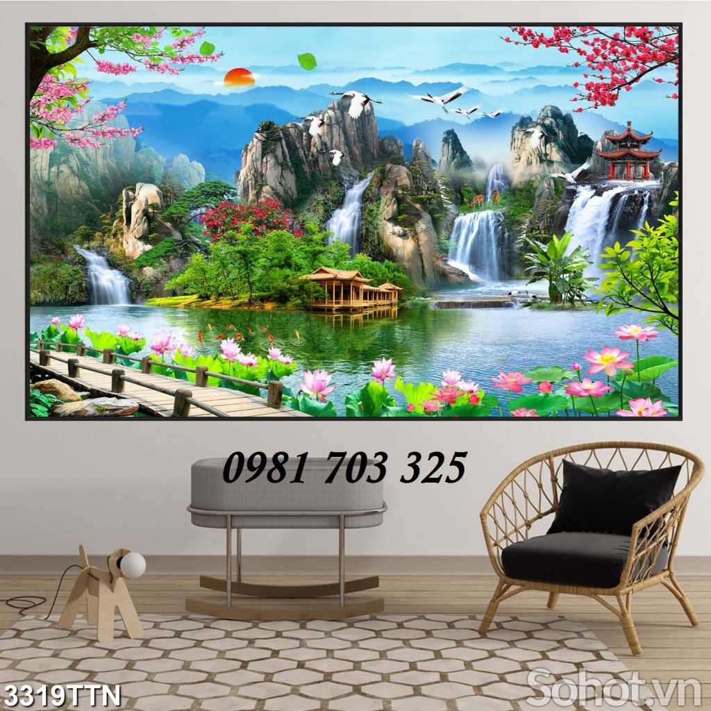 Tranh phong cảnh trang trí- tranh gạch men 3D