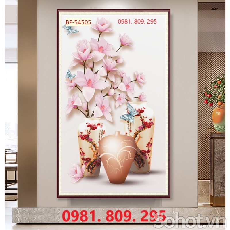 Tranh gạch 3d bình hoa mới Hn939