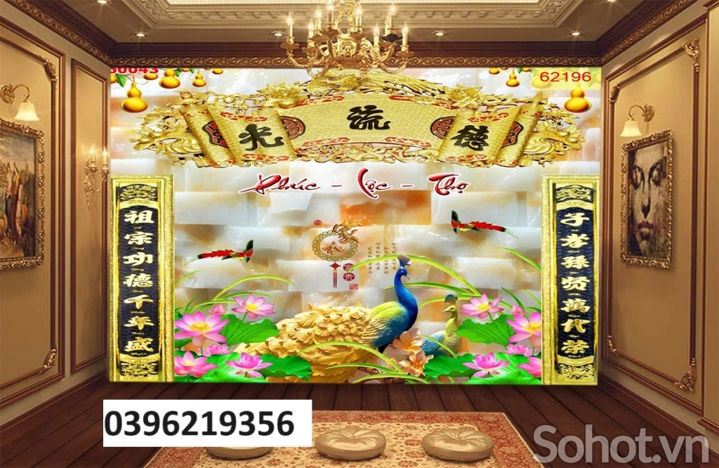 Gạch 3D đẹp trang trí phòng thờ