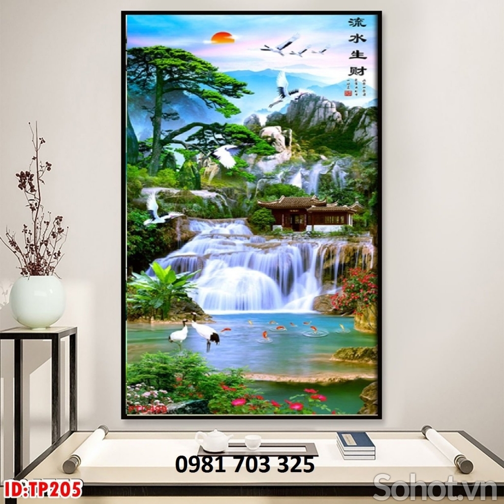 Gạch tranh phong cảnh khổ đứng ốp tường