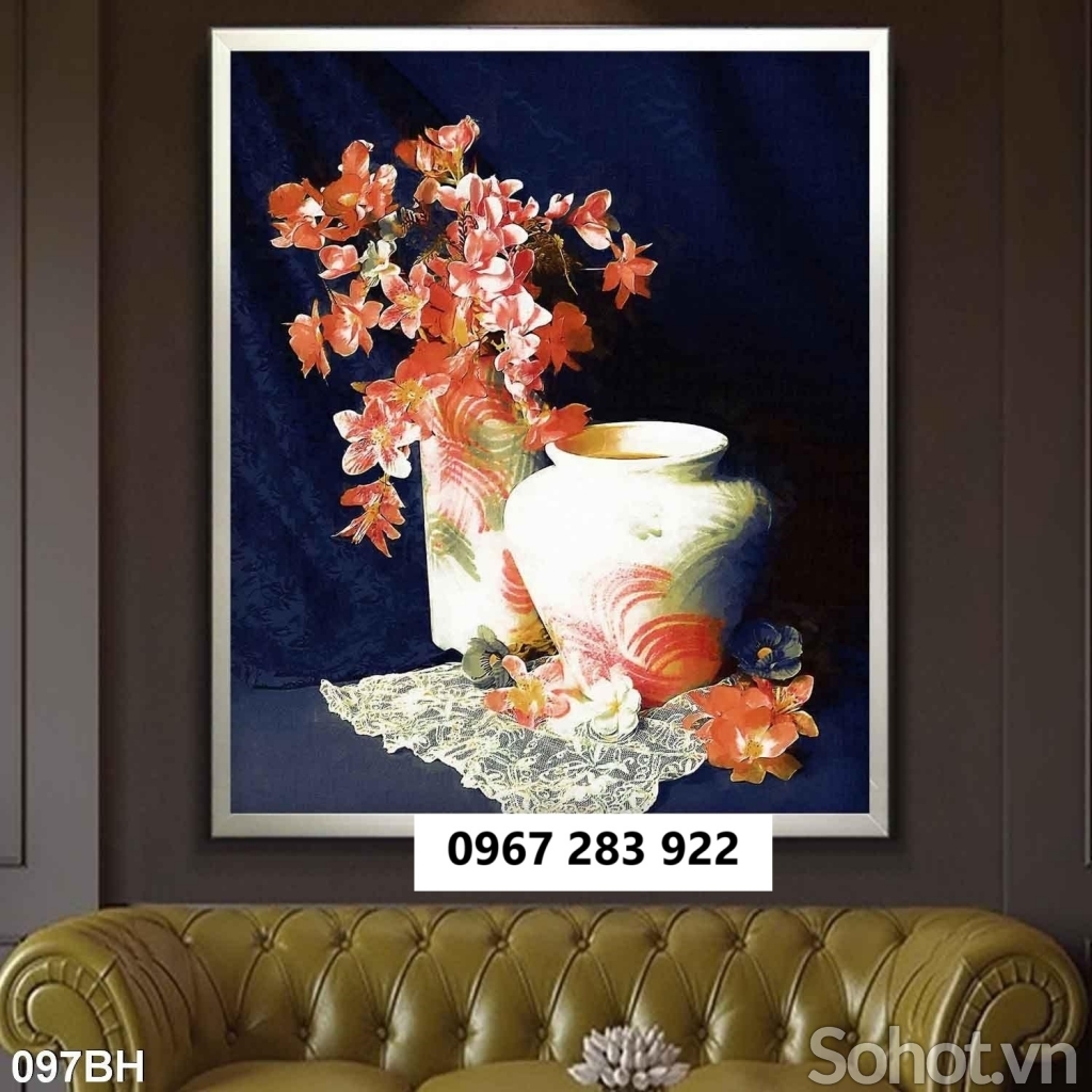 Tranh gạch đẹp 3d bình hoa