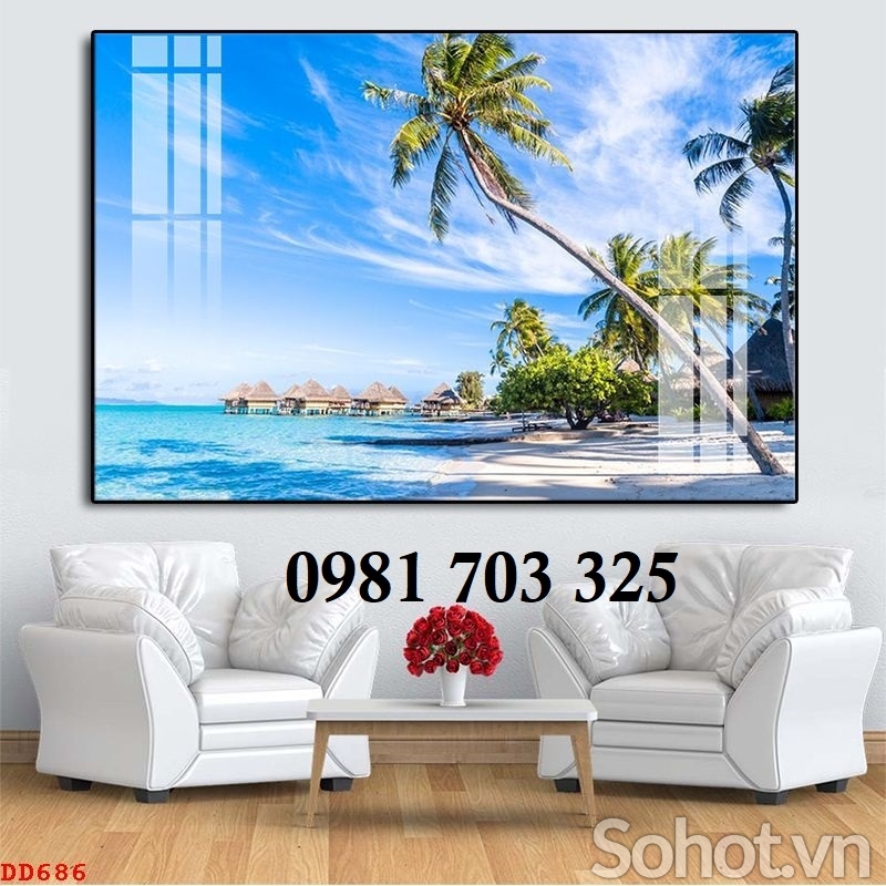 Tranh gạch 3d cảnh biển xanh