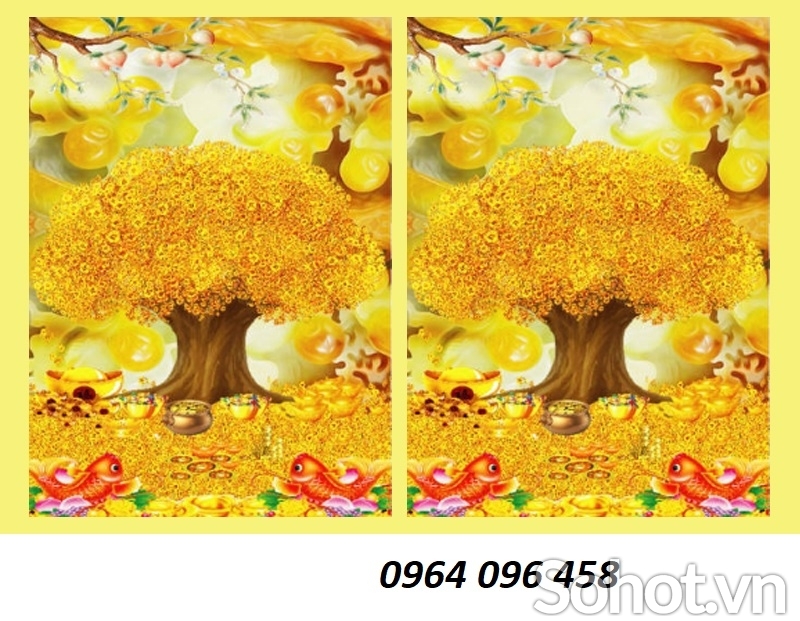 Tranh gạch cây tiền vàng 3d - HGD32