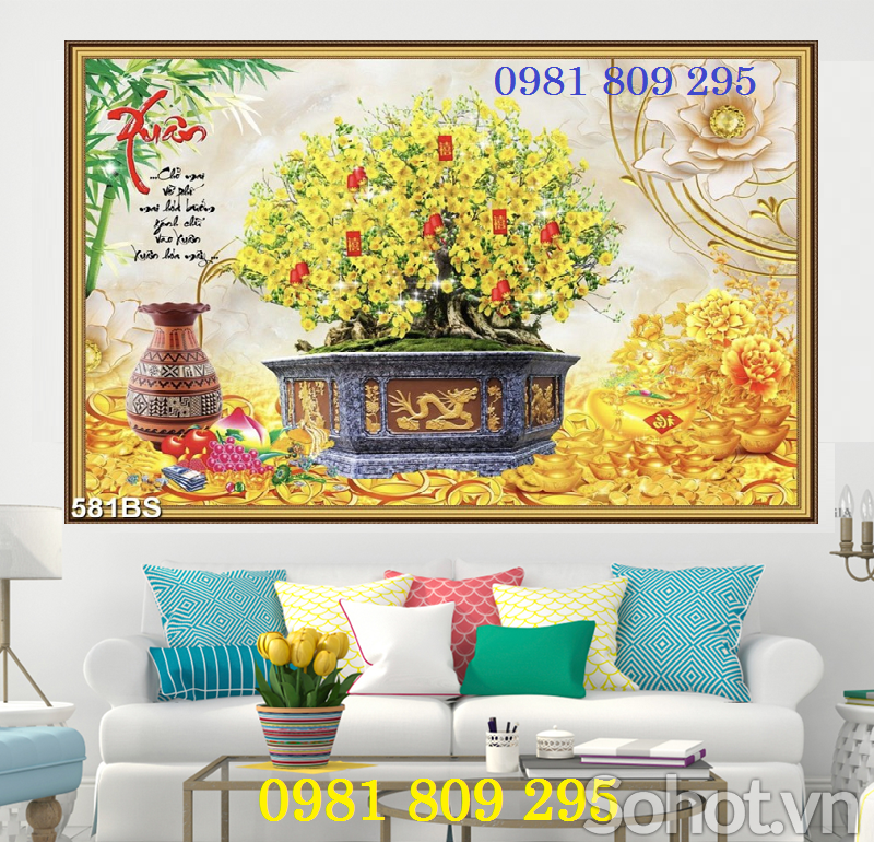 Gạch tranh cây mai - gạch 3d