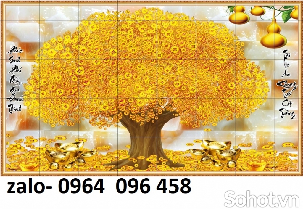 Gạch tranh ốp tường cây kim tiền - 83XC