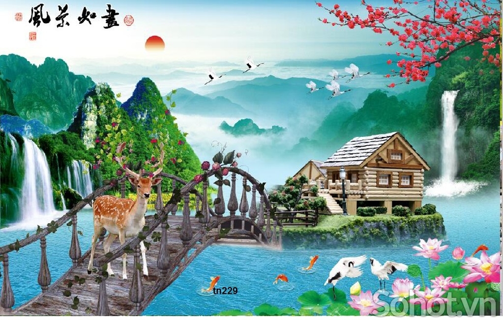 Tranh gạch 3d phong cảnh đồng quê - SXVV8