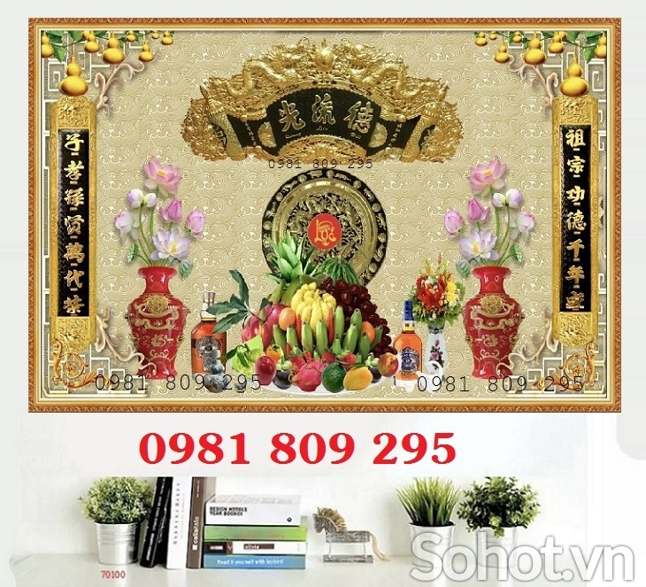 Tranh chữ phúc - gạch 3d phòng thờ HP432