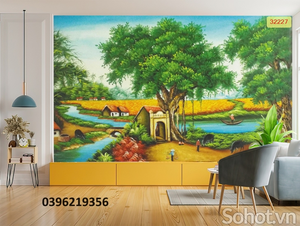 Gạch tranh 3D hình đồng quê đẹp