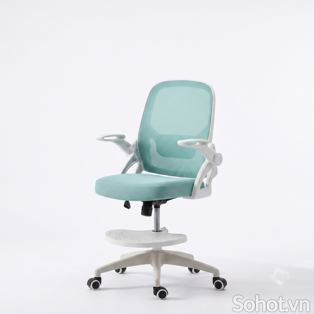 Ghế Học Sinh 1611 Khung Nhựa PP, Lưng Lưới Chống Gù, Có Gác Chân