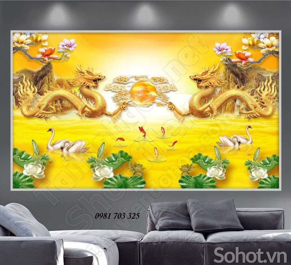 Tranh gạch 3D Rồng Phượng