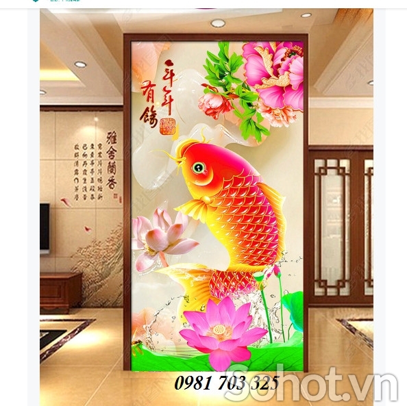 Gạch tranh khổ đứng 3d ốp tường