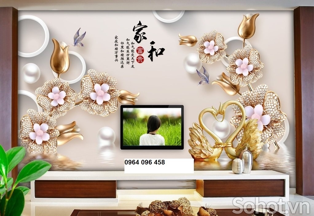 Tranh gạch 3d trang trí phòng khách đẹp - SJK9
