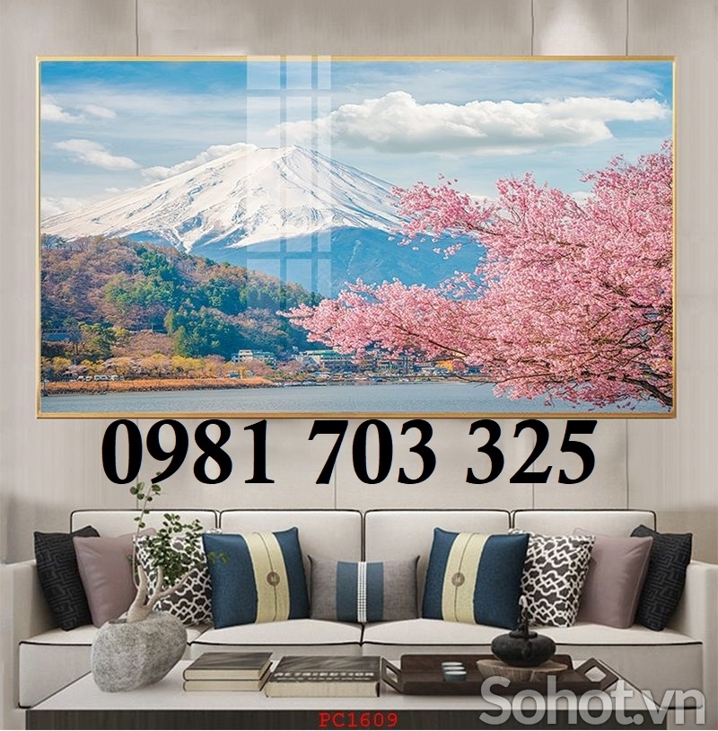 Tranh gạch hoa đào 3D trang trí