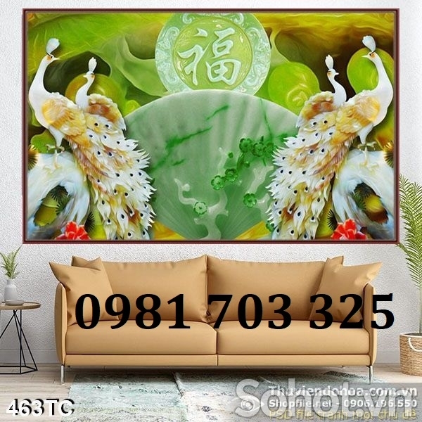 Tranh gạch men 3D chim công
