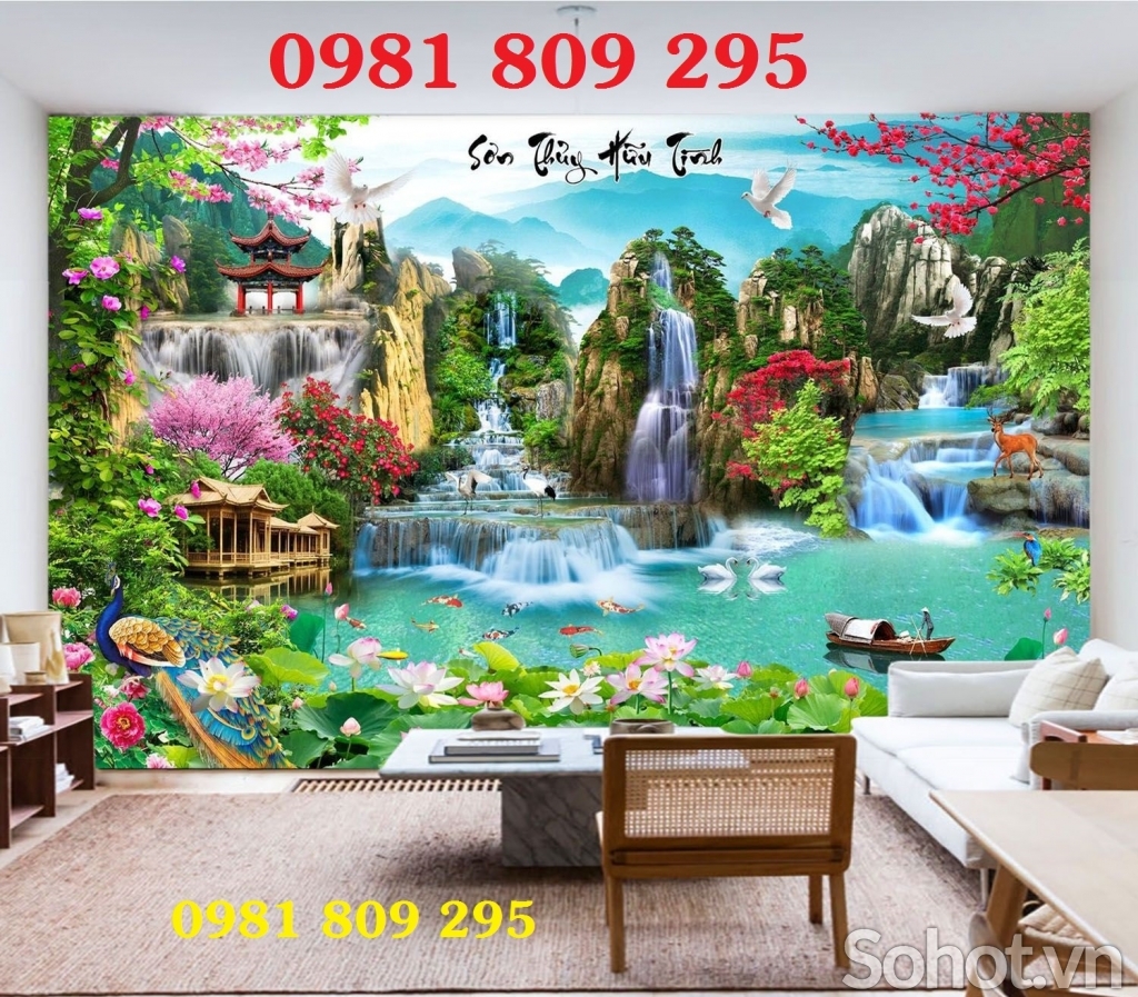 Bộ tranh gạch phong cảnh , tranh 3d HN888