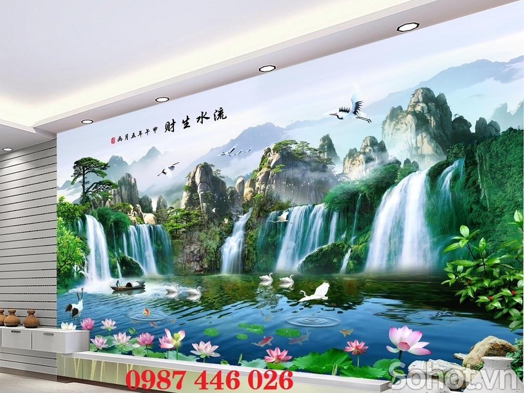 Gạch 3d tranh thác nước ốp tường