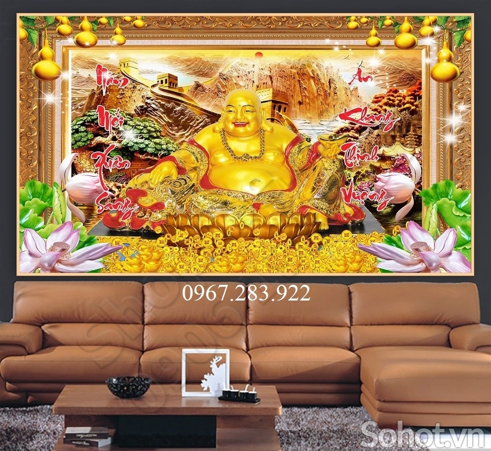 Gạch tranh- Tranh phong thuỷ Phật Di Lặc