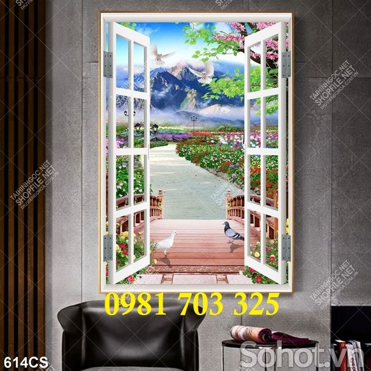 Tranh gạch 3D cửa sổ