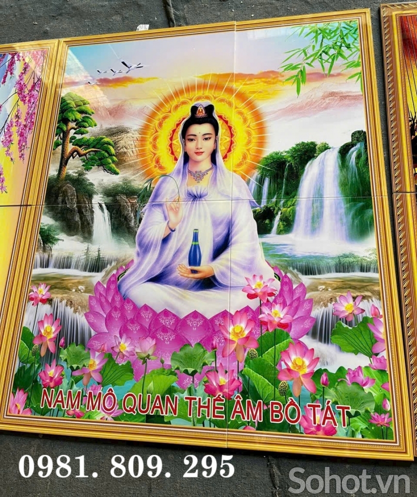 Tranh gạch hình Mẹ quan thế âm bồ tát đẹp 3d