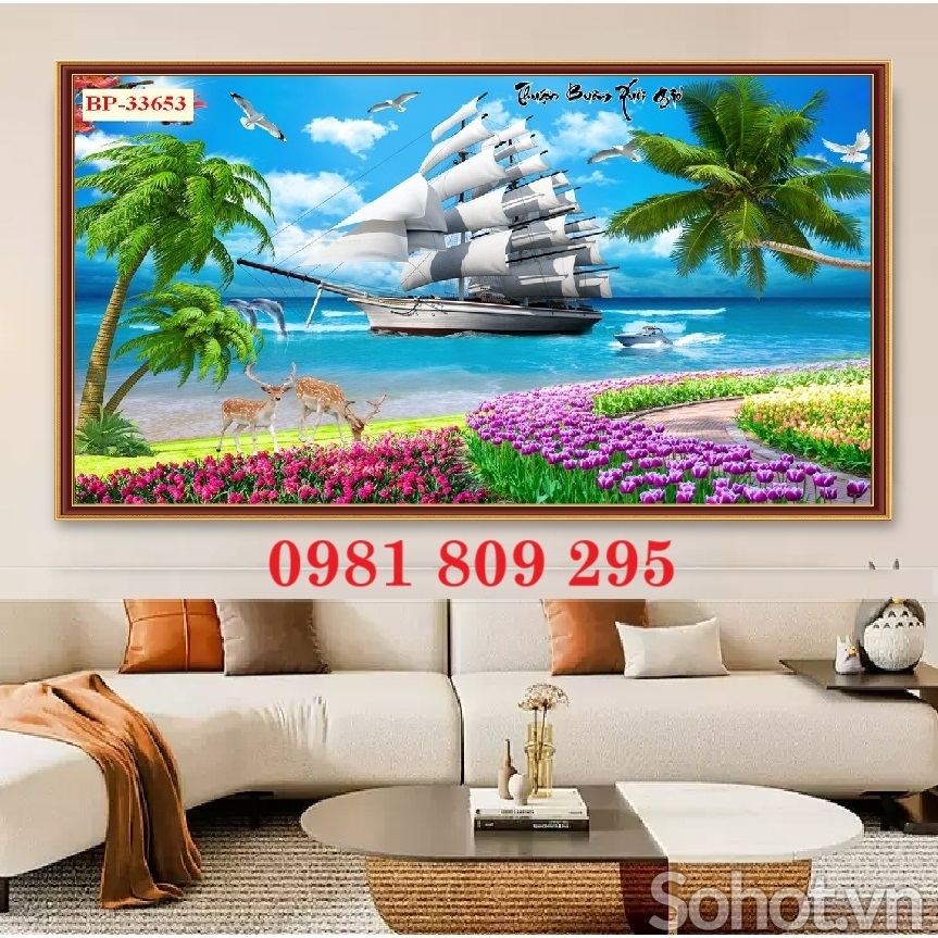 Tranh gạch , gạch ốp thuyền buồm xuôi gió HN999