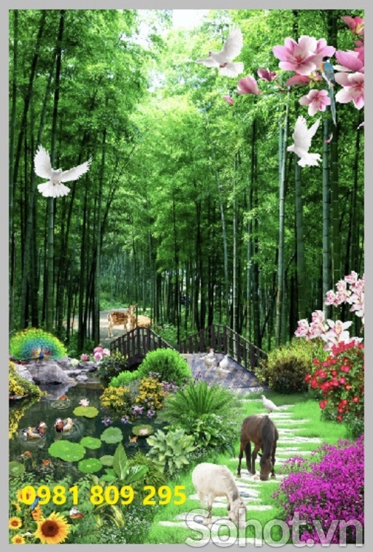 Tranh gạch ốp hiên nhà phong cảnh Hn838