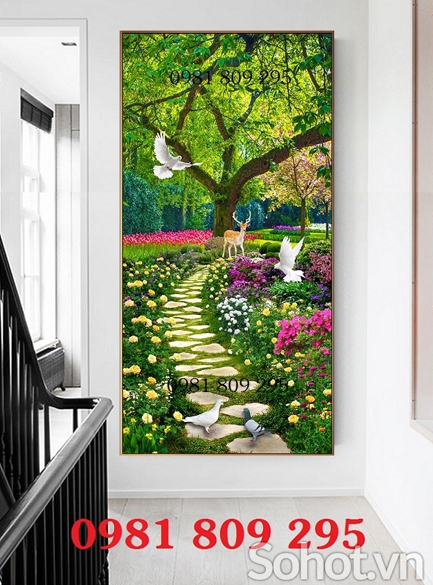 Tranh gạch men 3D- gạch tranh phong cảnh khổ đứng