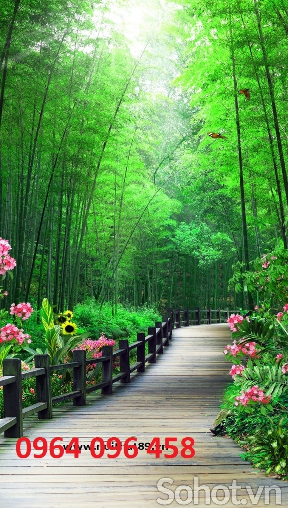 Gạch tranh 3d phong thủy tre trúc - NNN54