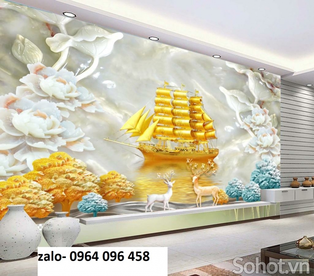 Tranh gạch 3d phong thủy thuận buồm xuôi gió - LMN08
