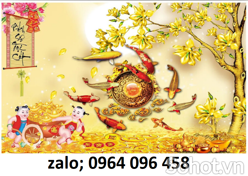 Tranh gạch 3d cá chép vàng - 98888C