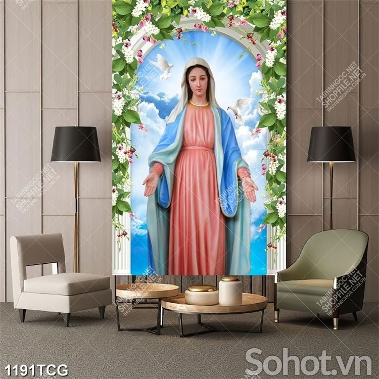 Tranh 3D công giáo, gạch men 3D ốp tường