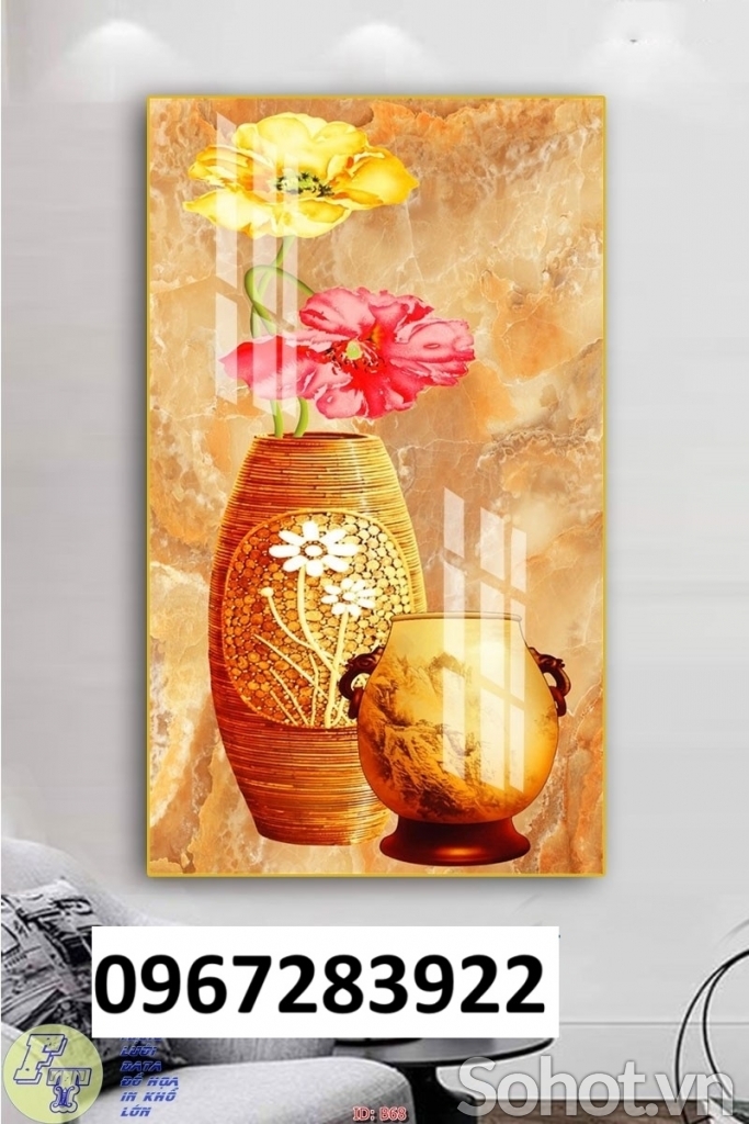 Tranh gạch trang trí bình hoa 3D