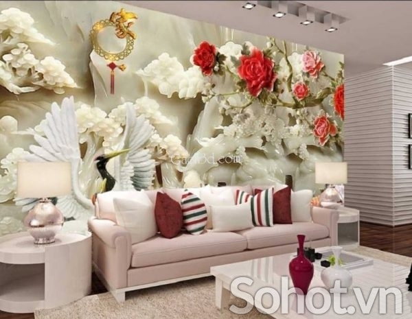 Tranh gạch 3d trang trí phòng khách - HJK90