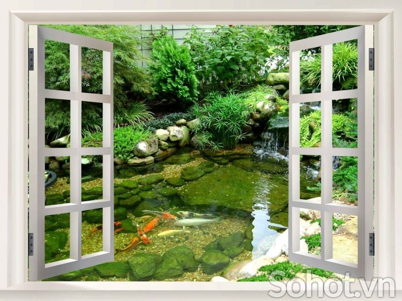 Tranh gạch 3d ốp tường cửa sổ - DXC422
