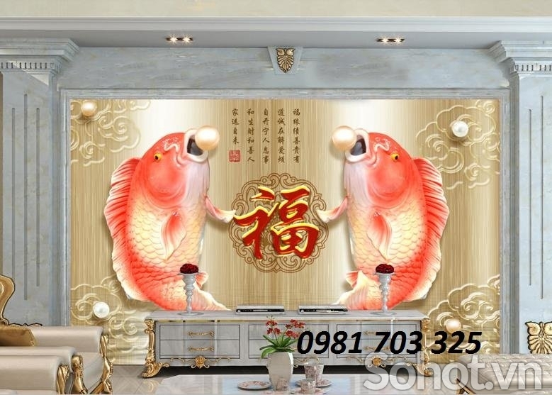 Tranh gạch hình cá chép 3d đẹp