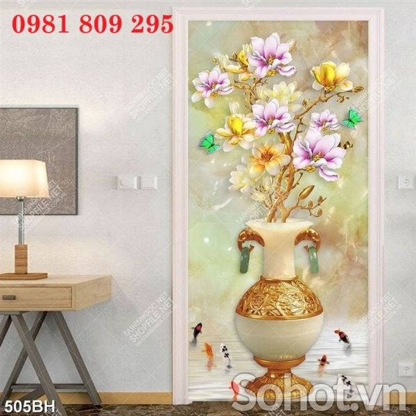 Gạch tranh , tranh gạch ốp tường mới bình hoa Hn939