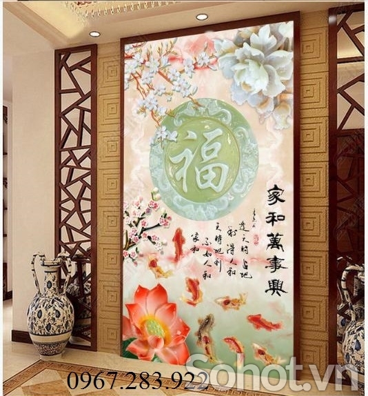 Tranh gạch- Tranh hoa 3D khổ dọc