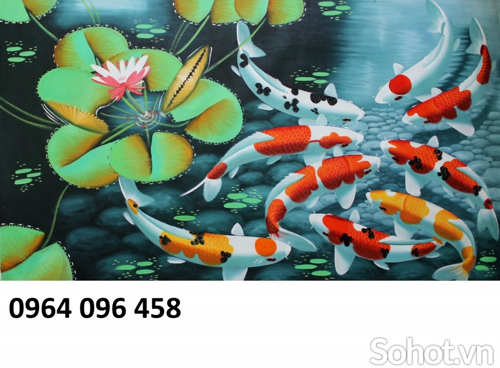 tranh cá chép phong thủy - tranh gạch 3d - BBB65