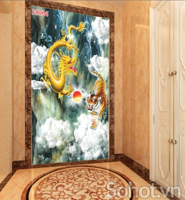 Tranh rồng 3d - tranh gạch 3d rồng - SCCX64