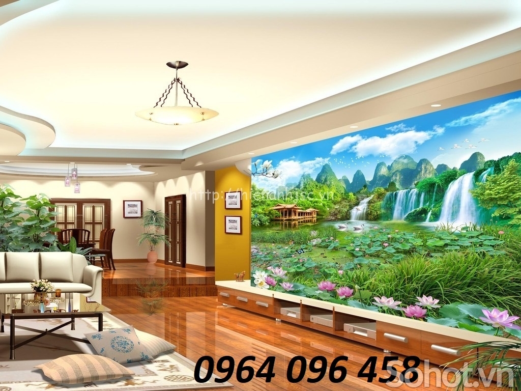 Tranh phong thủy phòng khách tranh gạch 3d