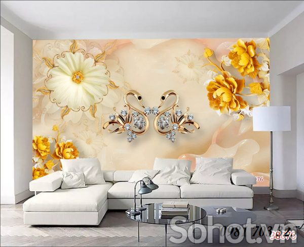 Tranh hoa 3D- tranh gạch trang trí phòng