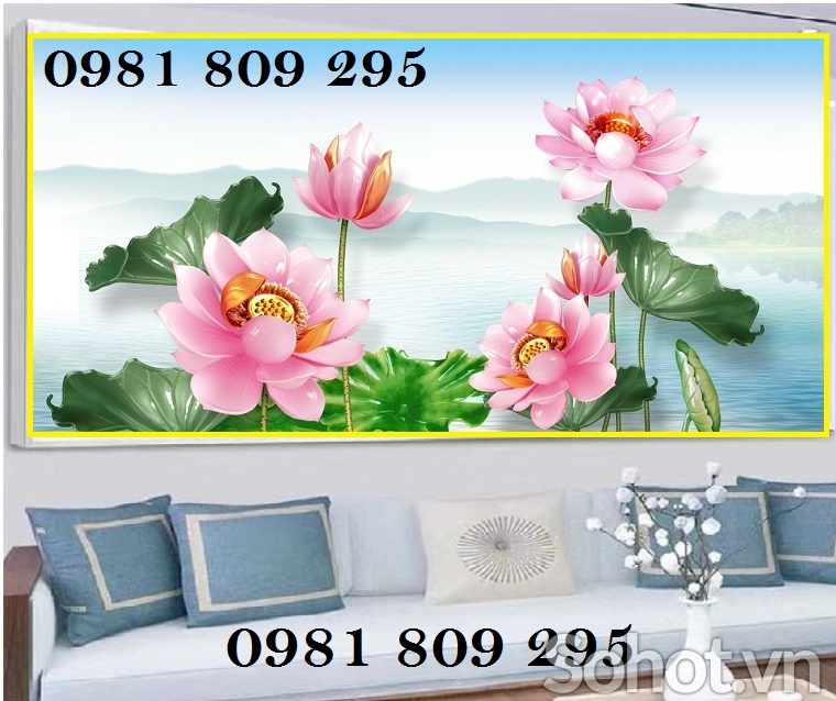 tranh 3d hoa sen , tranh gạch 3d , gạch tranh