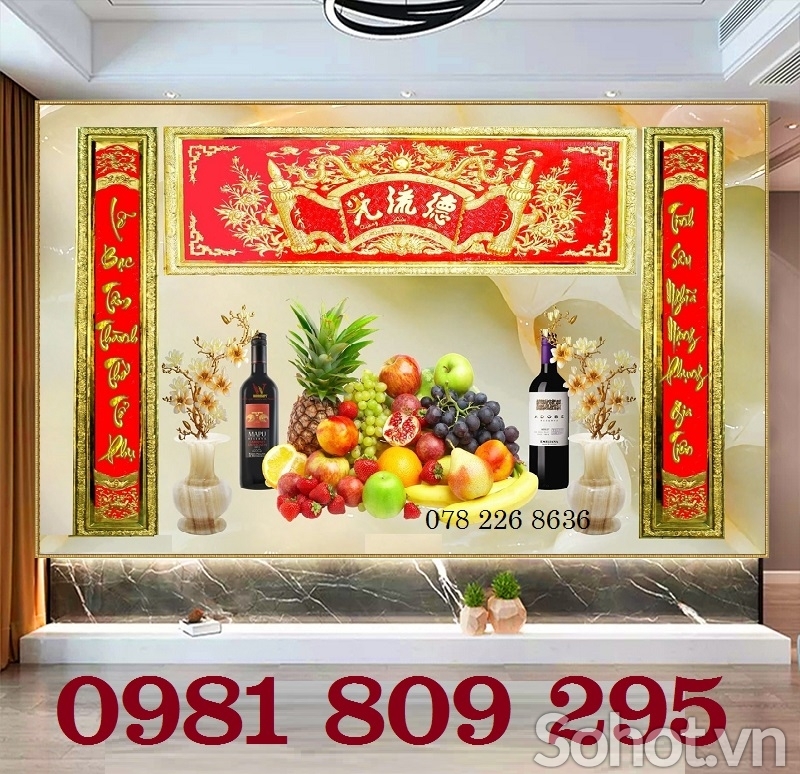 Tranh gạch ốp tường phòng thờ đẹp HP6533