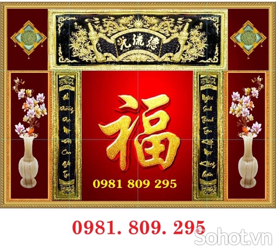 Tranh gạch men ban thờ gia tiên 3d